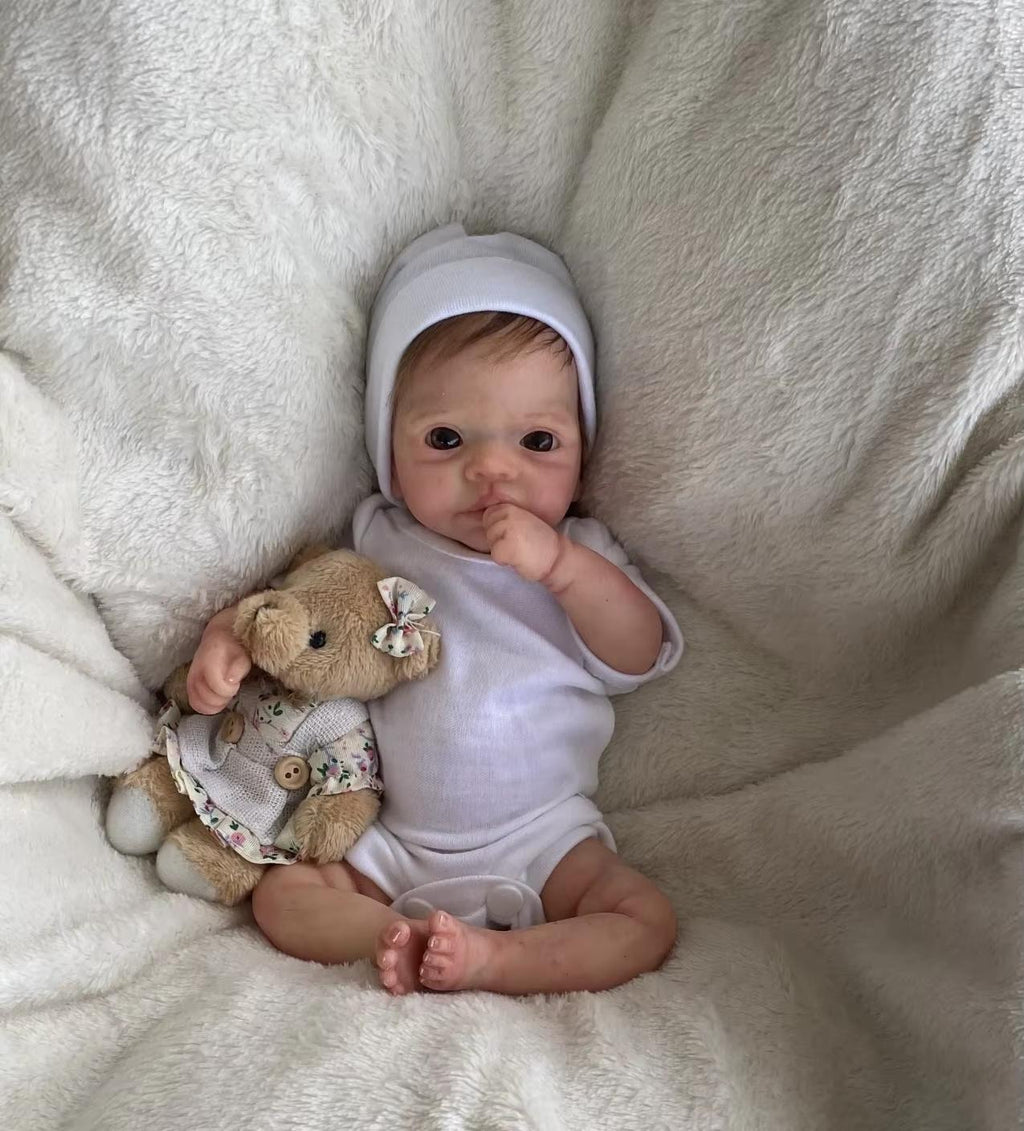 28cm Full Body Waterproof Silicone Reborn Baby Girl – Rooted Hair, Hand-Painted Skin, Lifelike & Handmade
