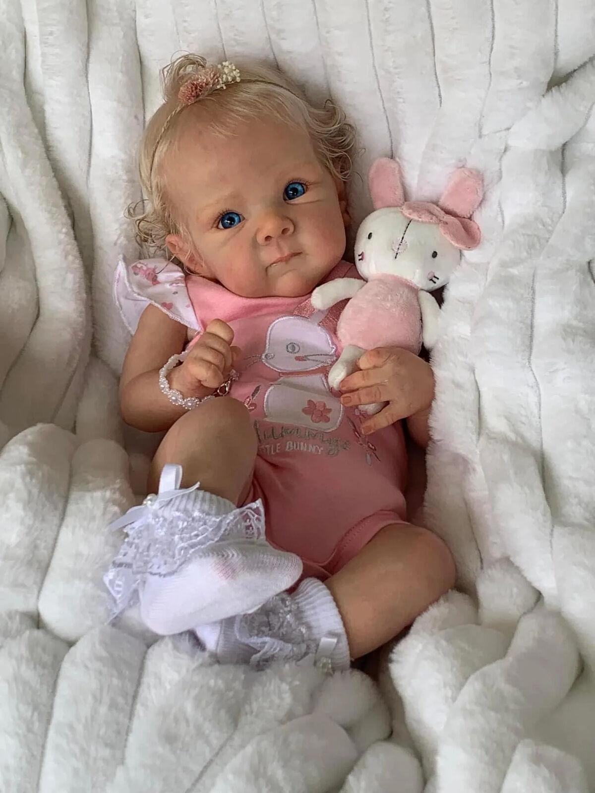 45cm Reborn Baby Bettie Full Body Doll, 3D Painted Skin, Hand-Rooted Hair