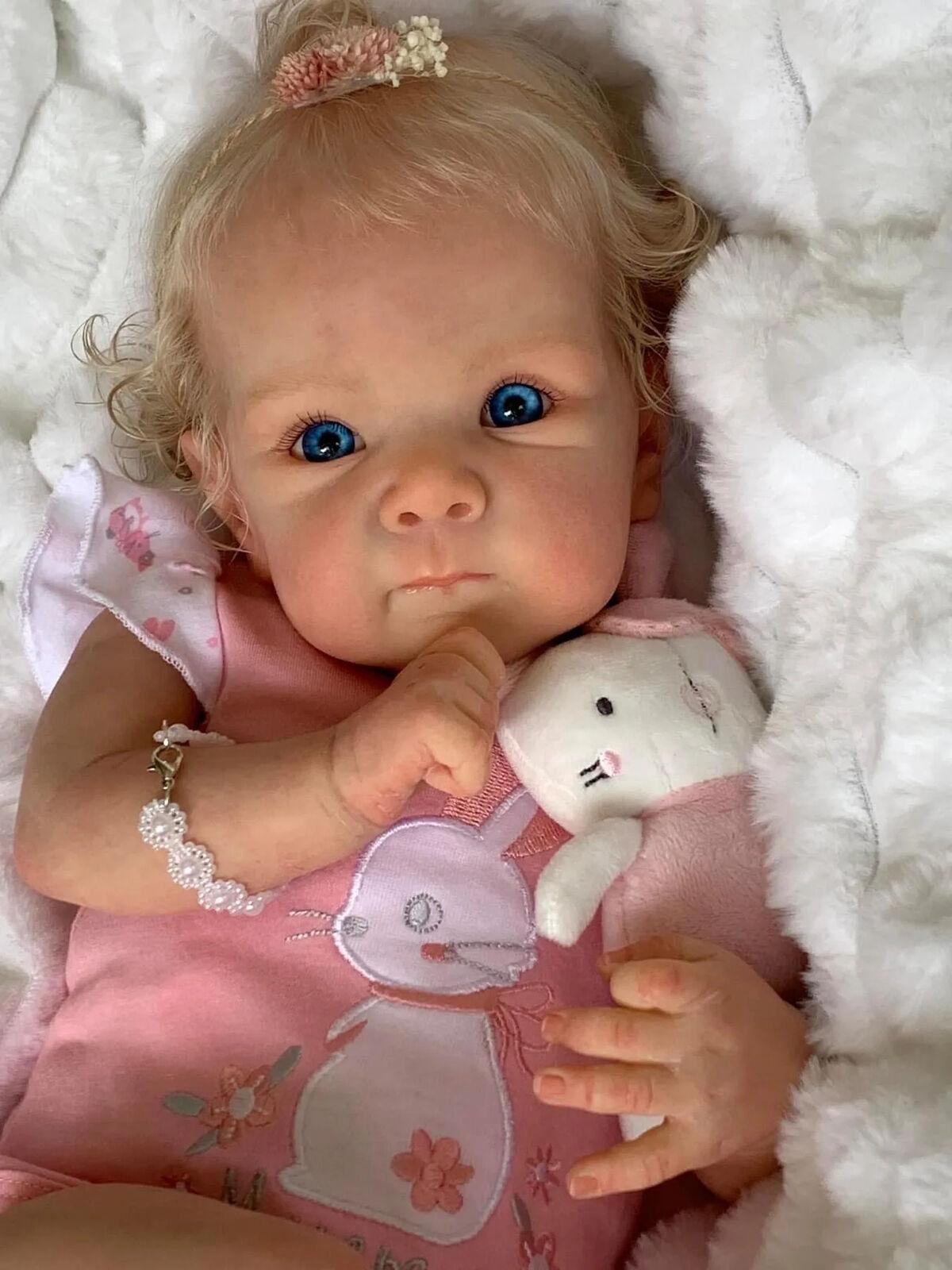 45cm Reborn Baby Bettie Full Body Doll, 3D Painted Skin, Hand-Rooted Hair