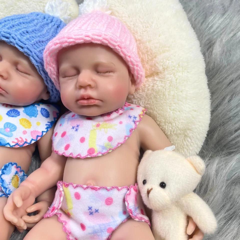 13-Inch Full Silicone Reborn Baby Doll – LouLou Twins Boy or Girl with Original Limbs, Mini Silicone Doll, Perfect Christmas Gift SD Quality