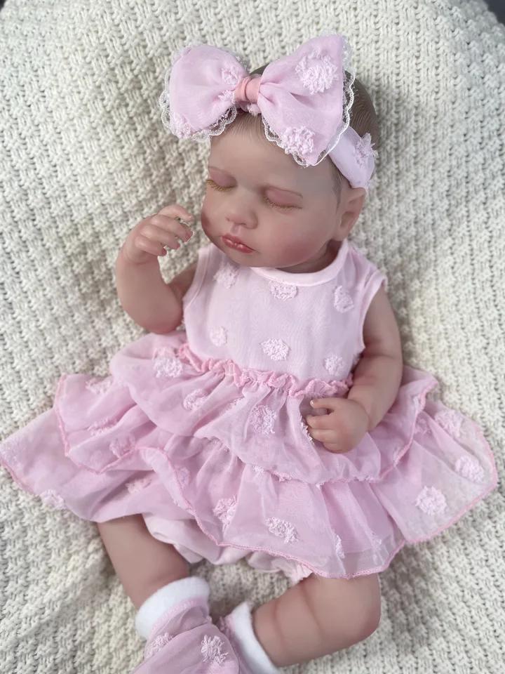 MRB 20" Full Body Silicone Vinyl Reborn Baby Doll – Washable LouLou Girl Realistic Newborn Toy for Birthday & Christmas Gifts