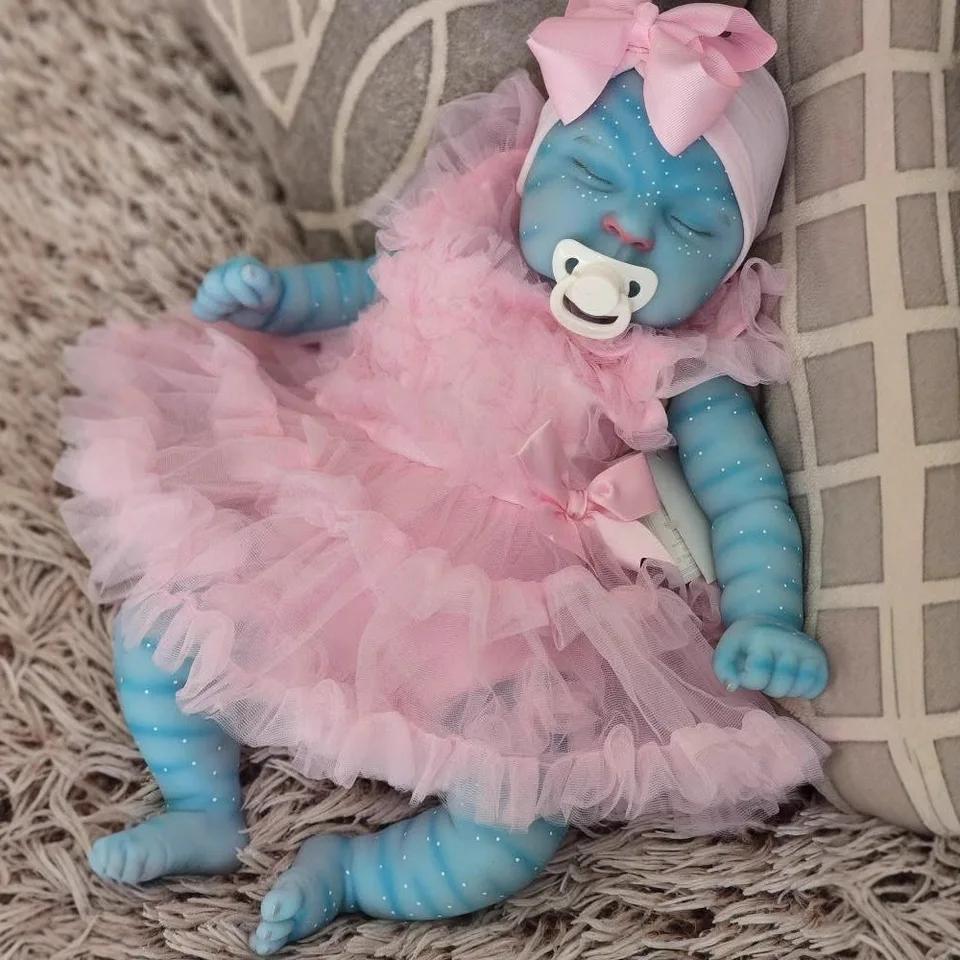 19-Inch Peaches Avatar Full Body Vinyl Reborn Baby Doll – Handmade with Realistic 3D Skin, Waterproof & Bathable Collectible Toy SD Quality