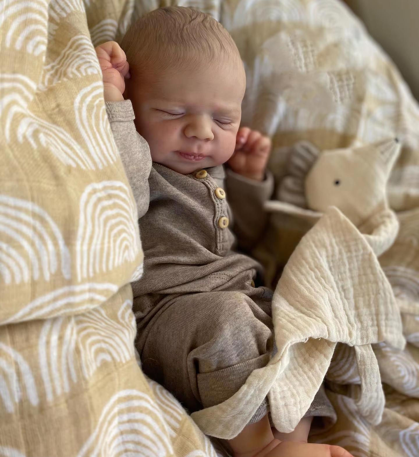 19inch Pascale Newborn Full Body Baby Reborn Doll with 3D Skin Multiple Layers Painting with Visible Veins Soft Touch Doll