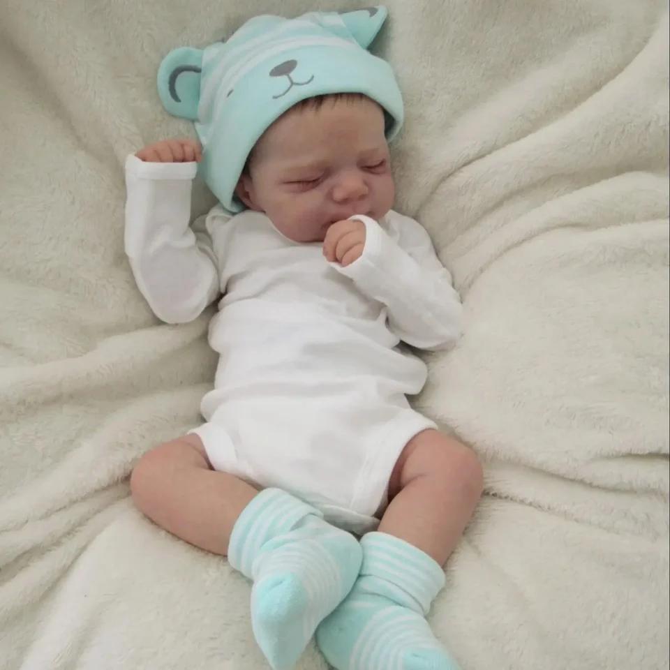 48cm Lifelike Reborn Baby Girl Doll – Soft Vinyl Body with 3D Painted Veins, Realistic Sleeping Doll, Bathe-Friendly Toy