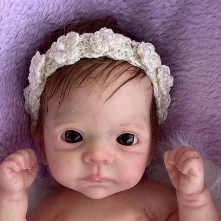 28cm Full Body Waterproof Silicone Reborn Baby Girl – Rooted Hair, Hand-Painted Skin, Lifelike & Handmade