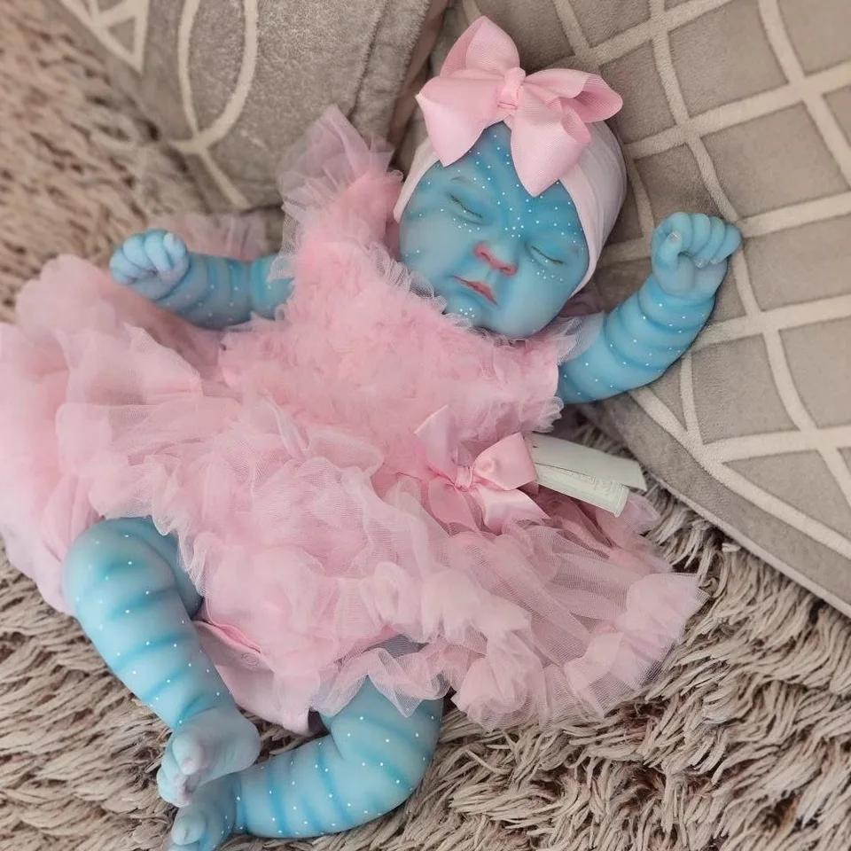 19-Inch Peaches Avatar Full Body Vinyl Reborn Baby Doll – Handmade with Realistic 3D Skin, Waterproof & Bathable Collectible Toy SD Quality