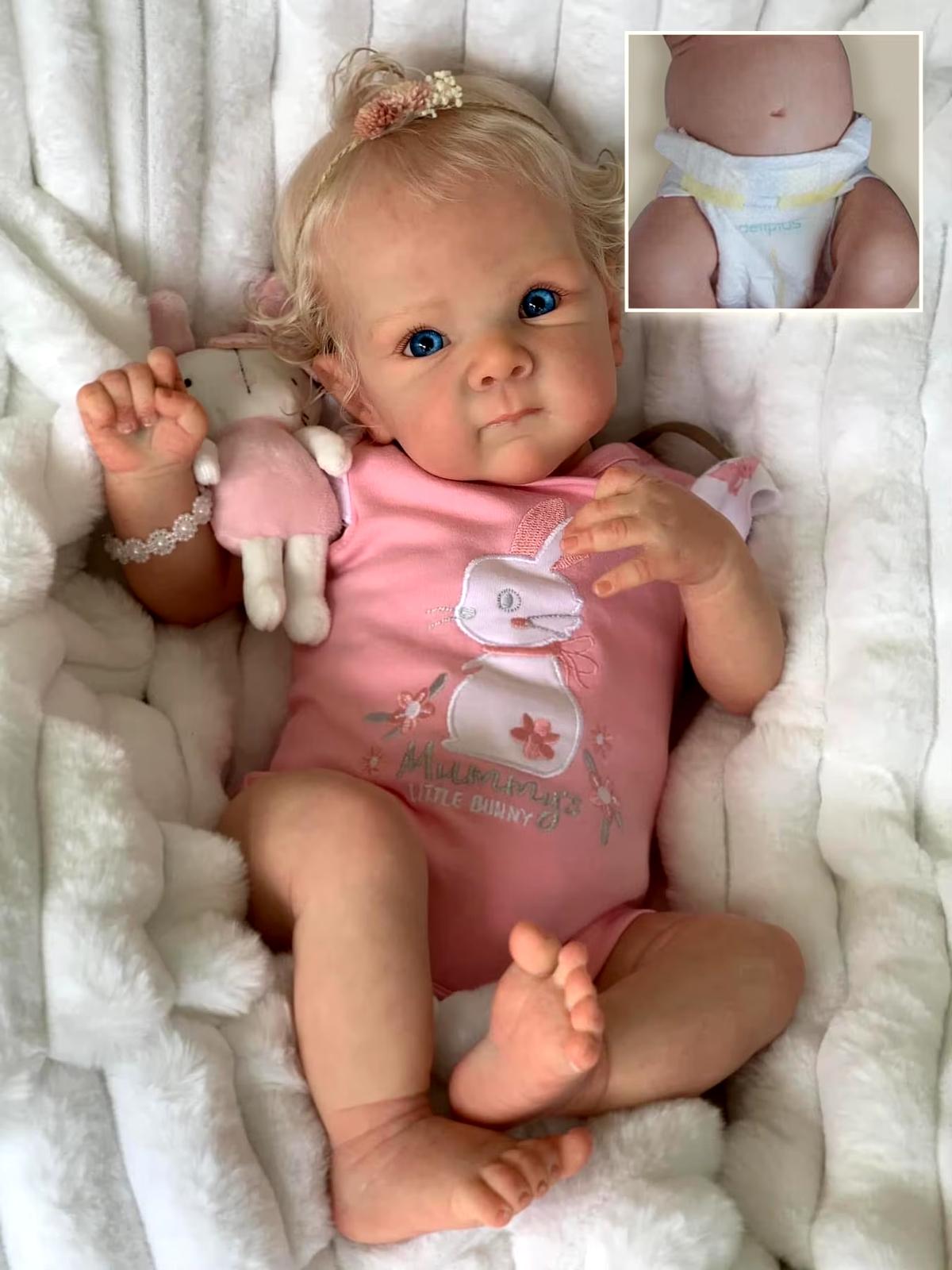 45cm Reborn Baby Bettie Full Body Doll, 3D Painted Skin, Hand-Rooted Hair