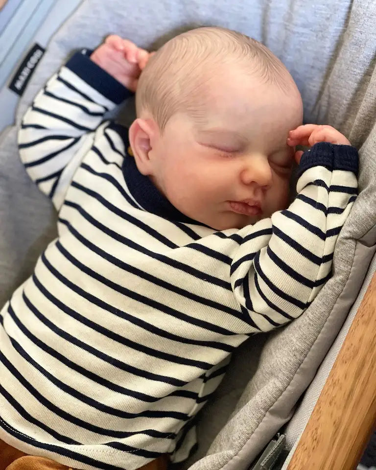 49CM Reborn Baby Doll LouLou – Asleep Newborn Soft Cuddly Body, Lifelike 3D Skin with Visible Veins