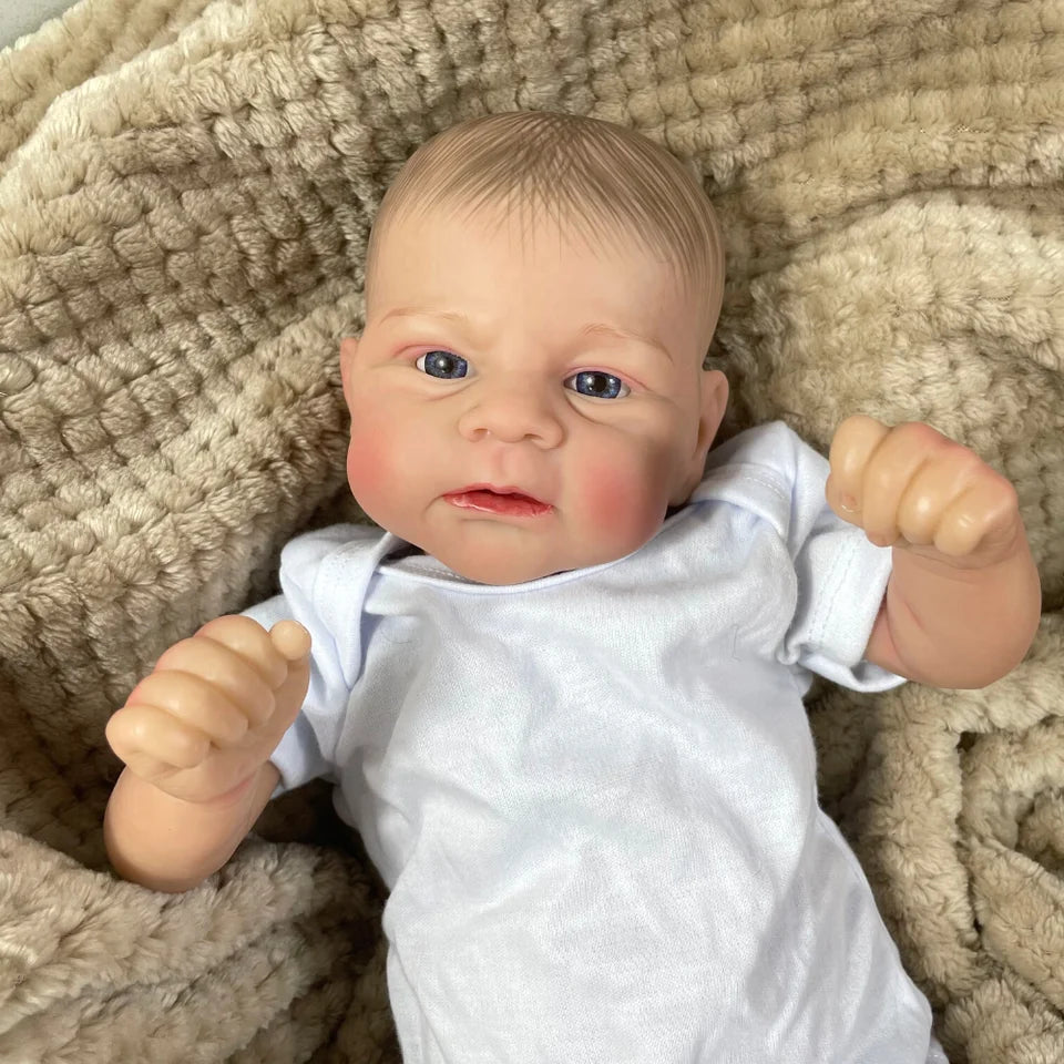 17 Inch Reborn Baby Doll – Elijah Newborn Handmade Doll with Painted Hair & 3D Skin Tone