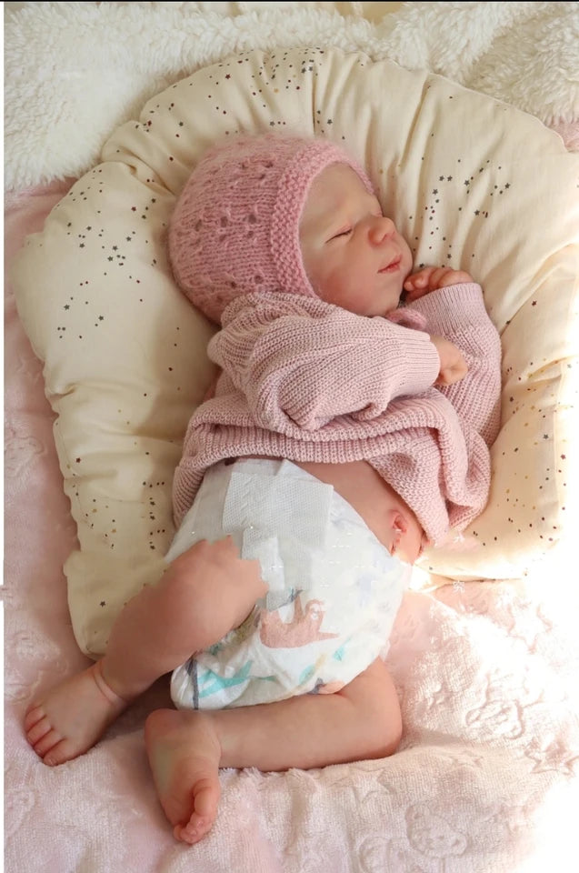 18–20 Inch Full Body Soft Vinyl Reborn Baby Girl Doll – Handmade Lifelike with Painted Hair