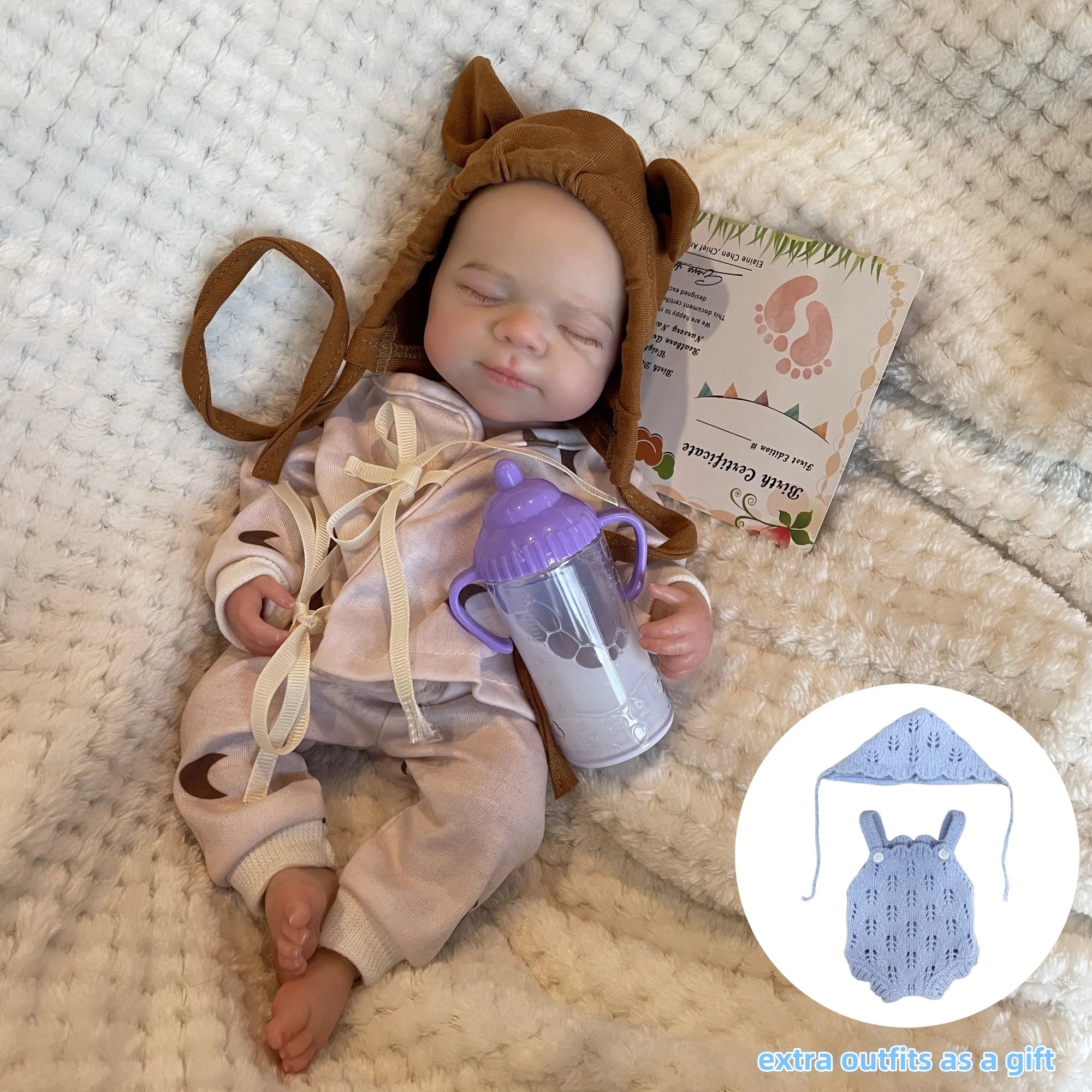 13" Pascale Bebe Girl Reborn Doll – Open-Mouth Silicone Newborn with Hand-Painted Details, Realistic Baby Toy