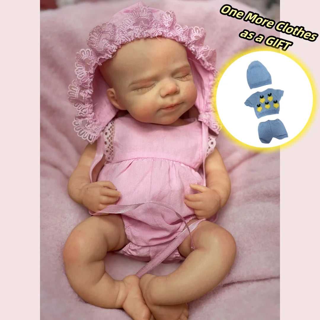 13-Inch Realistic Full Body Silicone Reborn Baby Girl Doll – Soft Newborn Feel, Open Mouth