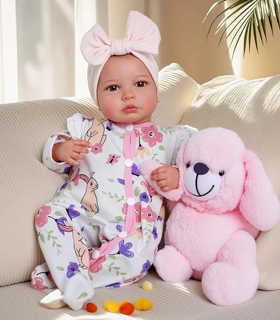 19-Inch LouLou Handmade Lifelike Vinyl Baby Doll – Full Body, Realistic Painting, Soft-Touch, Awake Collectible Figure