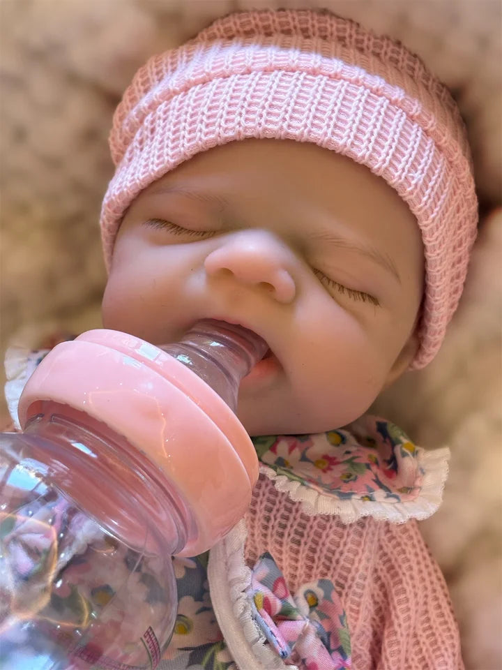 Open-Mouth 33cm Pascale Full-Body Silicone Reborn Girl Doll – Painted Skin, Washable, Soft-Touch Newborn