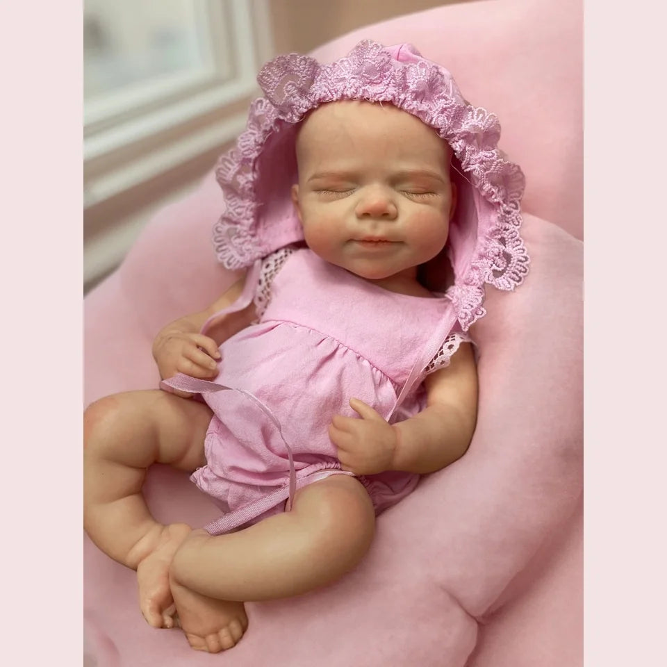 13-Inch Realistic Full Body Silicone Reborn Baby Girl Doll – Soft Newborn Feel, Open Mouth