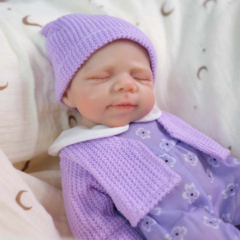 32cm Premie Reborn Doll – Full Solid Platinum Silicone, Super Soft, Flexible, Open-Mouth Newborn