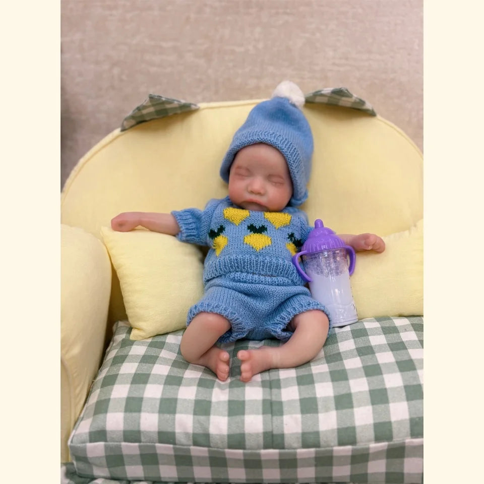 13-Inch Waterproof Solid Silicone Newborn Reborn Boy – Open Mouth, 3D Painted Skin, Soft-Touch Baby Doll, Perfect Gift