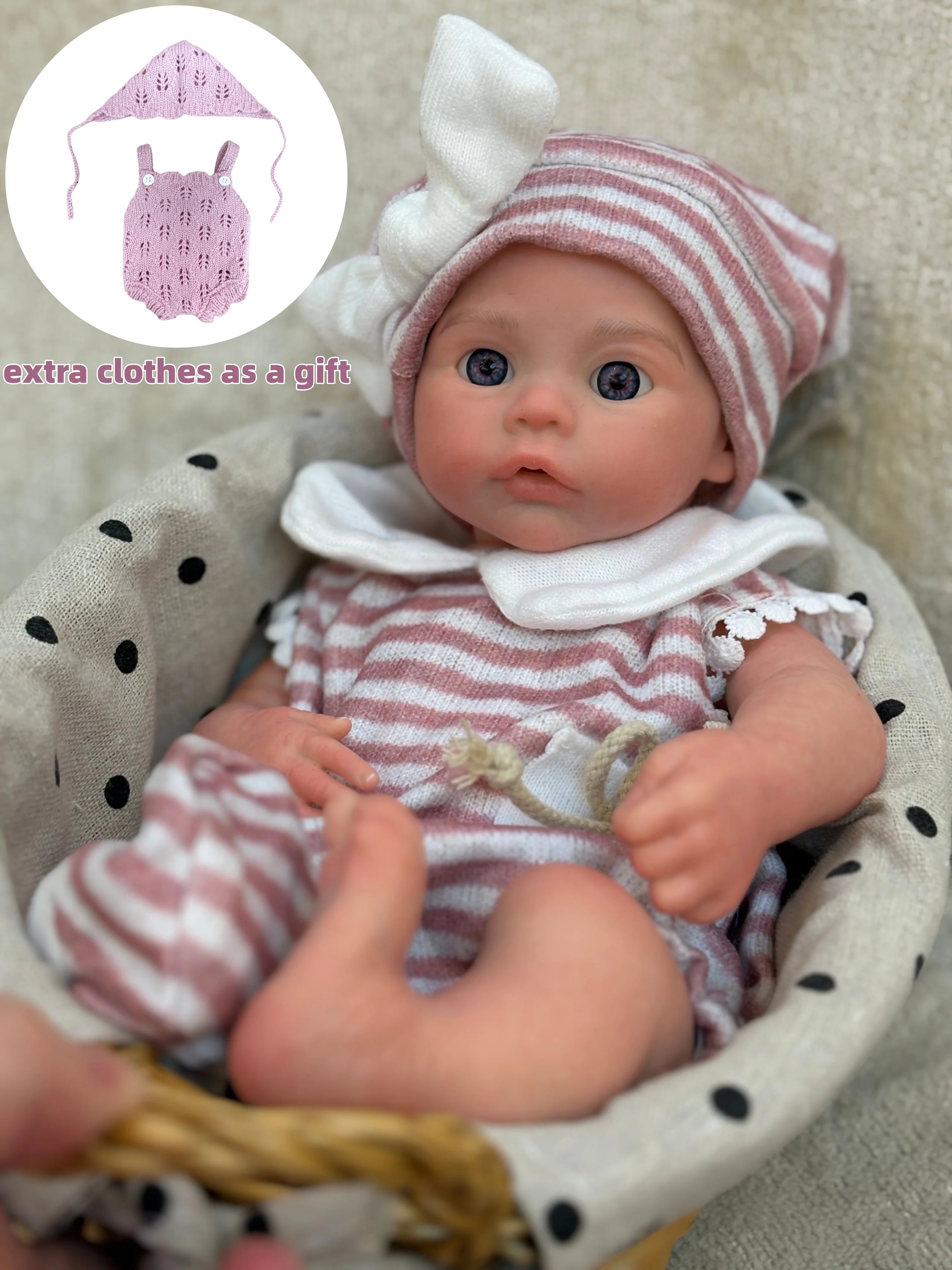 13-Inch Silicone Reborn Baby Girl – Open Mouth, Waterproof, Lifelike Painted