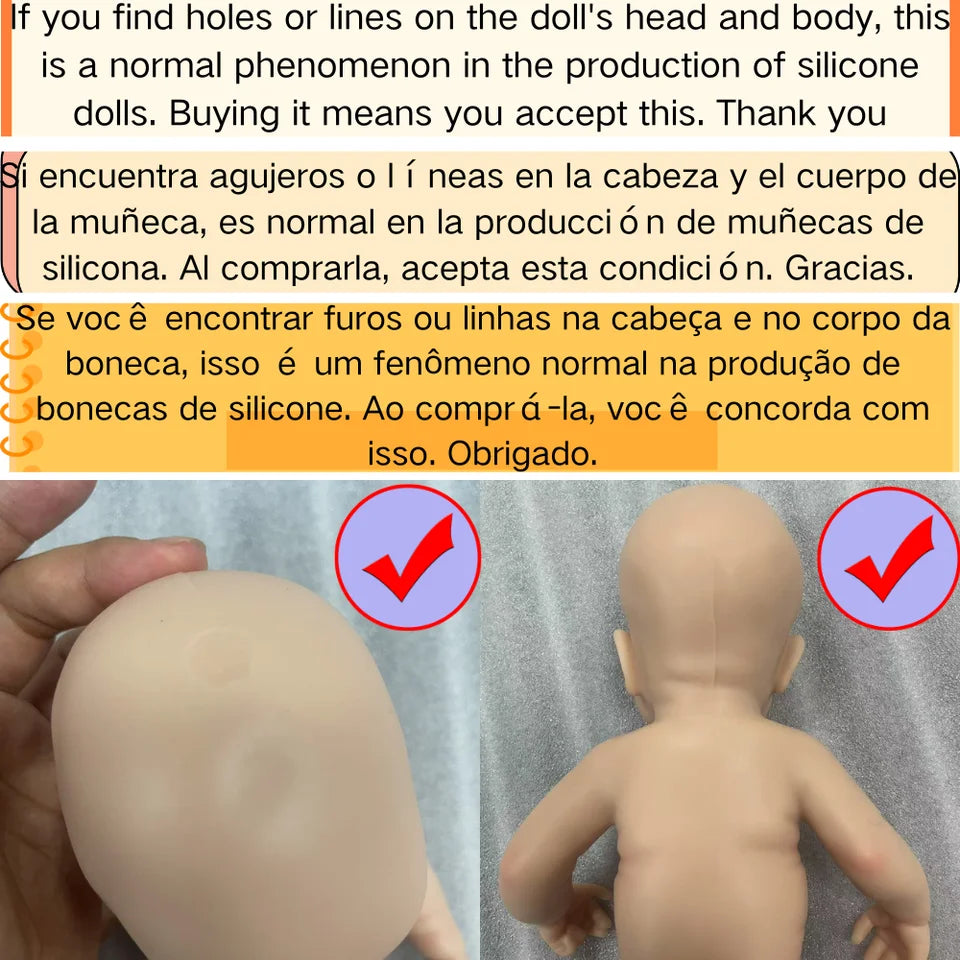 13" Luna Dark-Skin Silicone Reborn Baby Doll – African American Girl, Full Solid Silicone, Washable, Perfect Christmas Gift