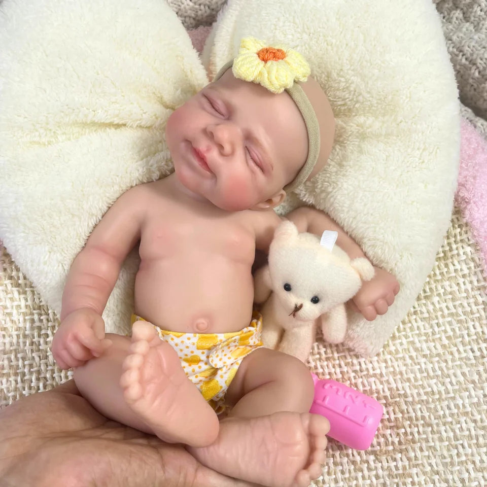 13-Inch Mini Silicone Reborn Baby Girl “Pascale” – Soft Solid Washable Body Doll for Birthday or Christmas Gifts