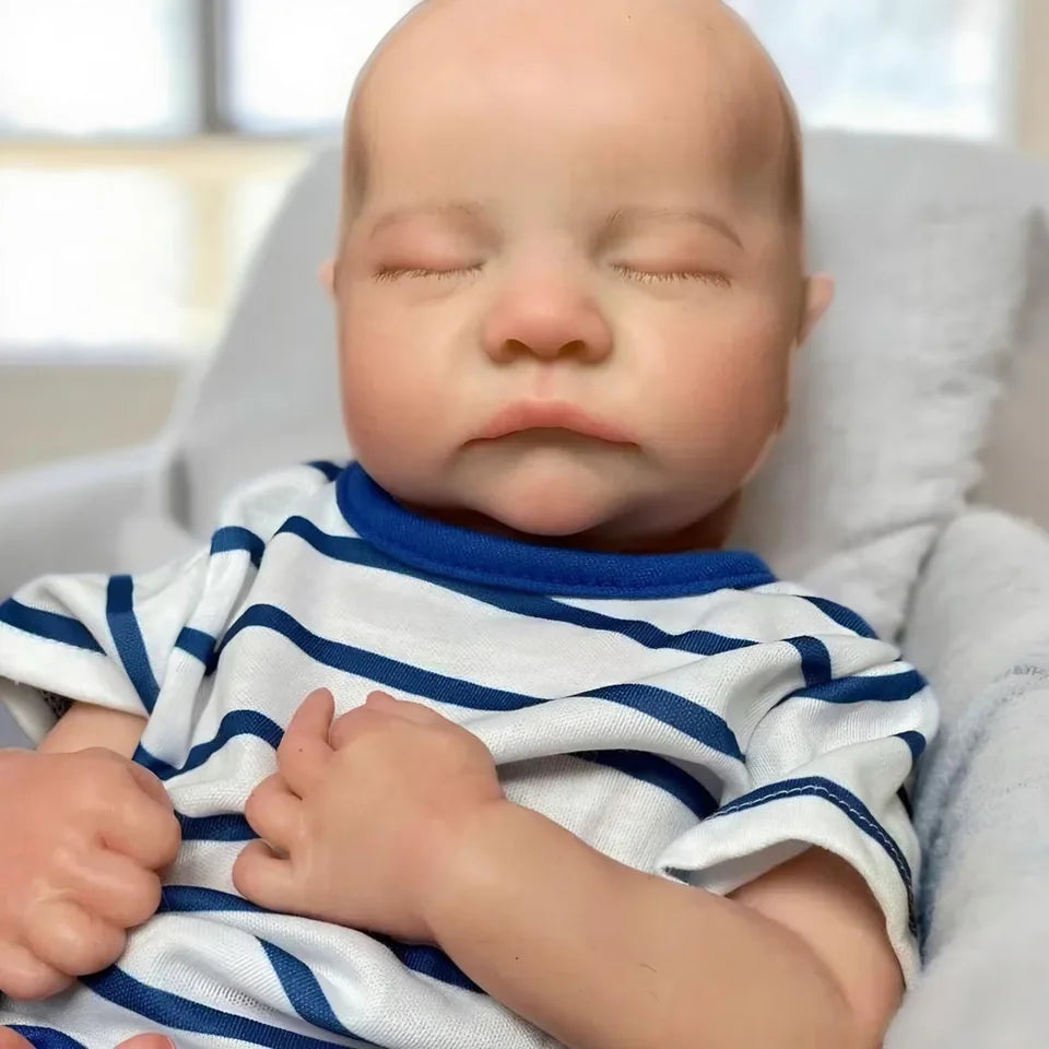 16-Inch Silicone Reborn Baby Boy “Levi” – Open Mouth, Washable, Soft Body with 3D Painted Skin, Lifelike Realistic Newborn Doll