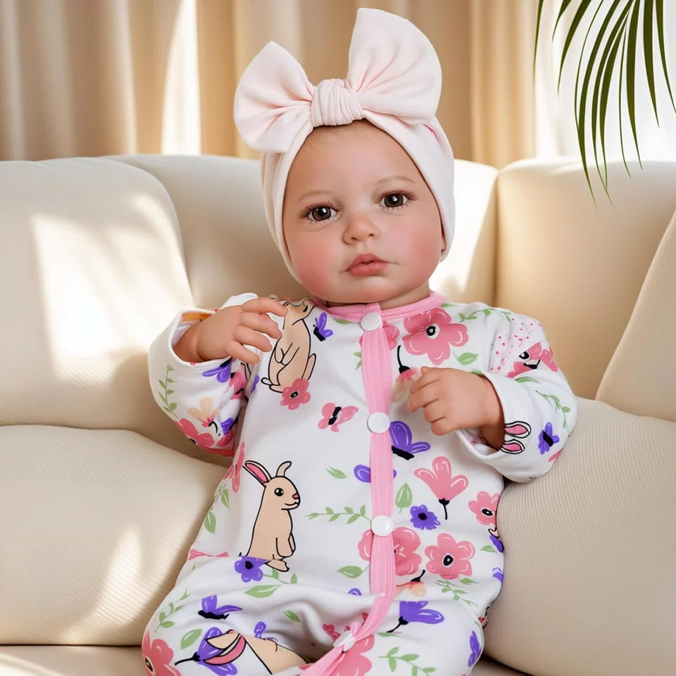 19-Inch LouLou Handmade Lifelike Vinyl Baby Doll – Full Body, Realistic Painting, Soft-Touch, Awake Collectible Figure