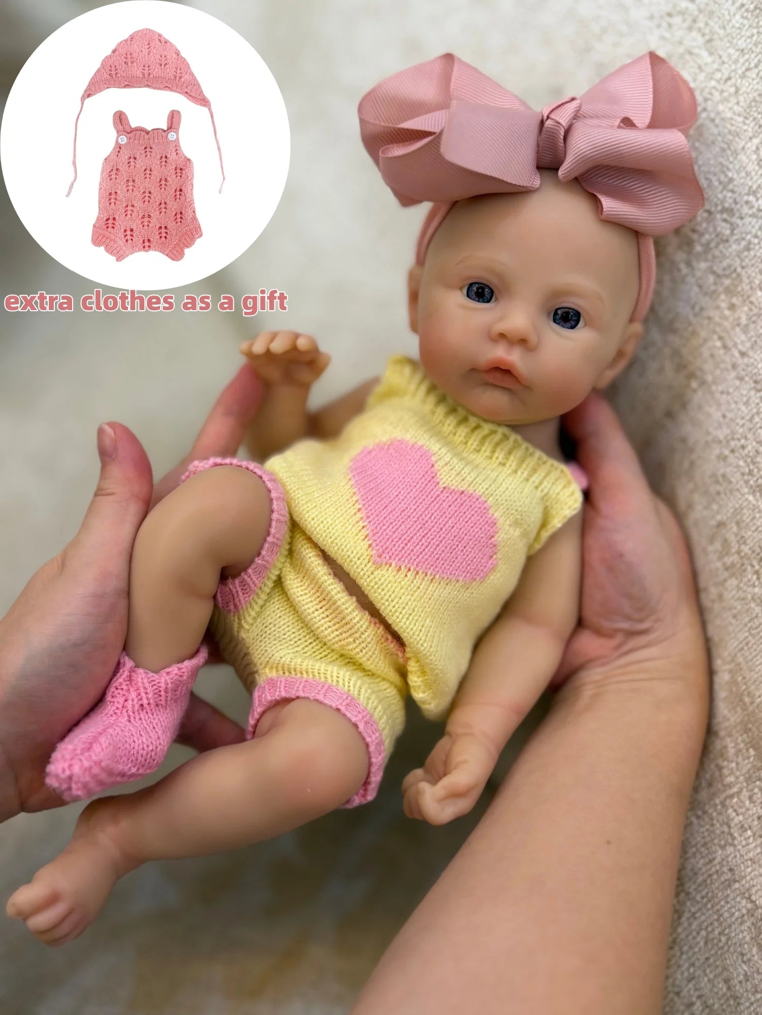 13-Inch Silicone Reborn Baby Girl – Open Mouth, Waterproof, Lifelike Painted