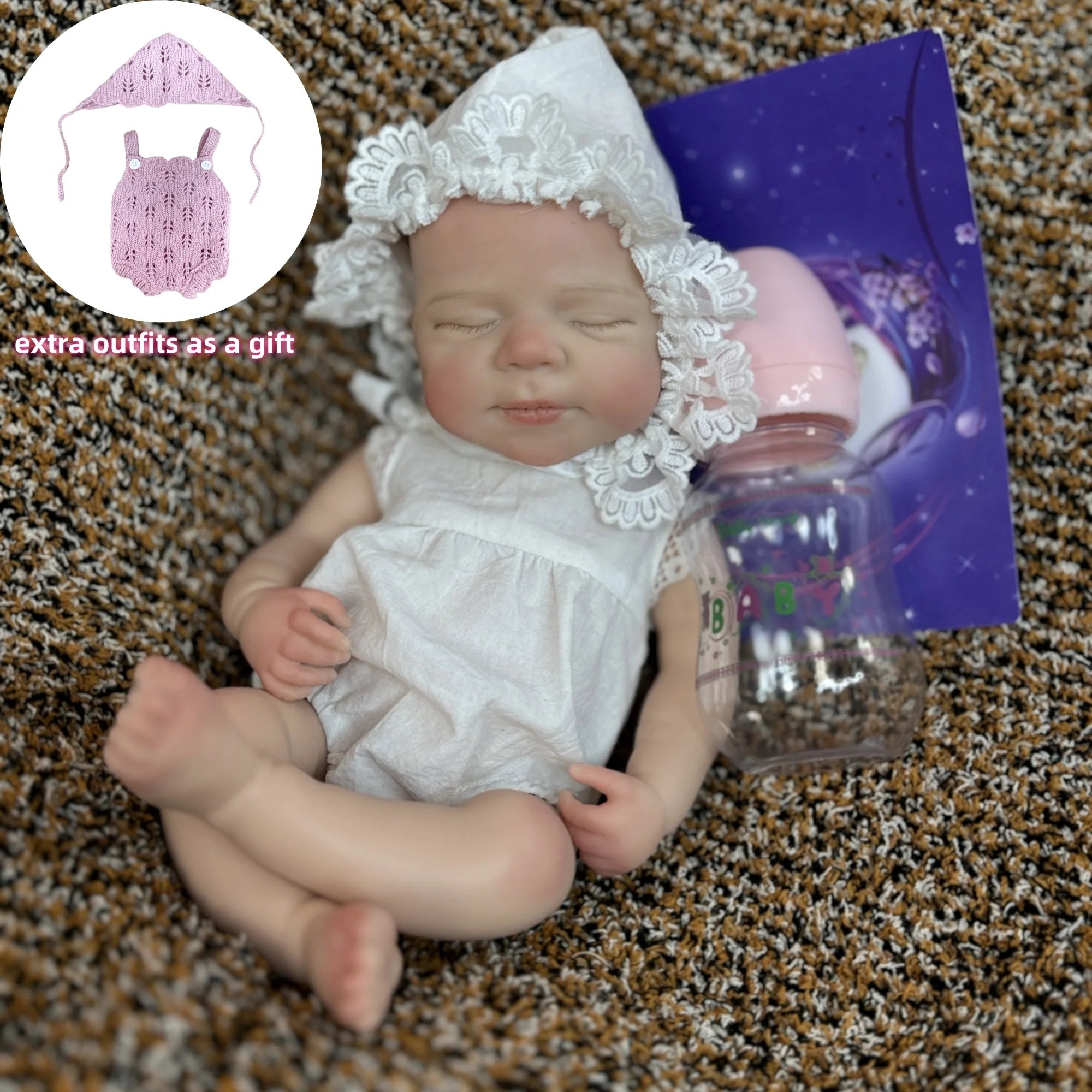13" Pascale Bebe Girl Reborn Doll – Open-Mouth Silicone Newborn with Hand-Painted Details, Realistic Baby Toy