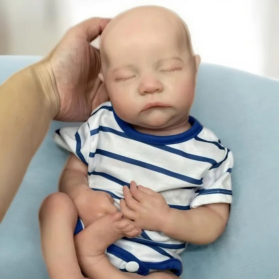 16-Inch Silicone Reborn Baby Boy “Levi” – Open Mouth, Washable, Soft Body with 3D Painted Skin, Lifelike Realistic Newborn Doll