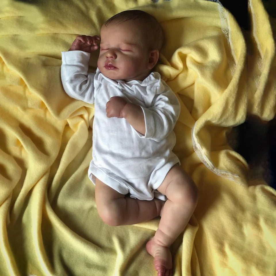 50CM Handmade Reborn Baby Doll – LouLou Lifelike Newborn Collectible with Soft Touch & Hand-Drawn Hair