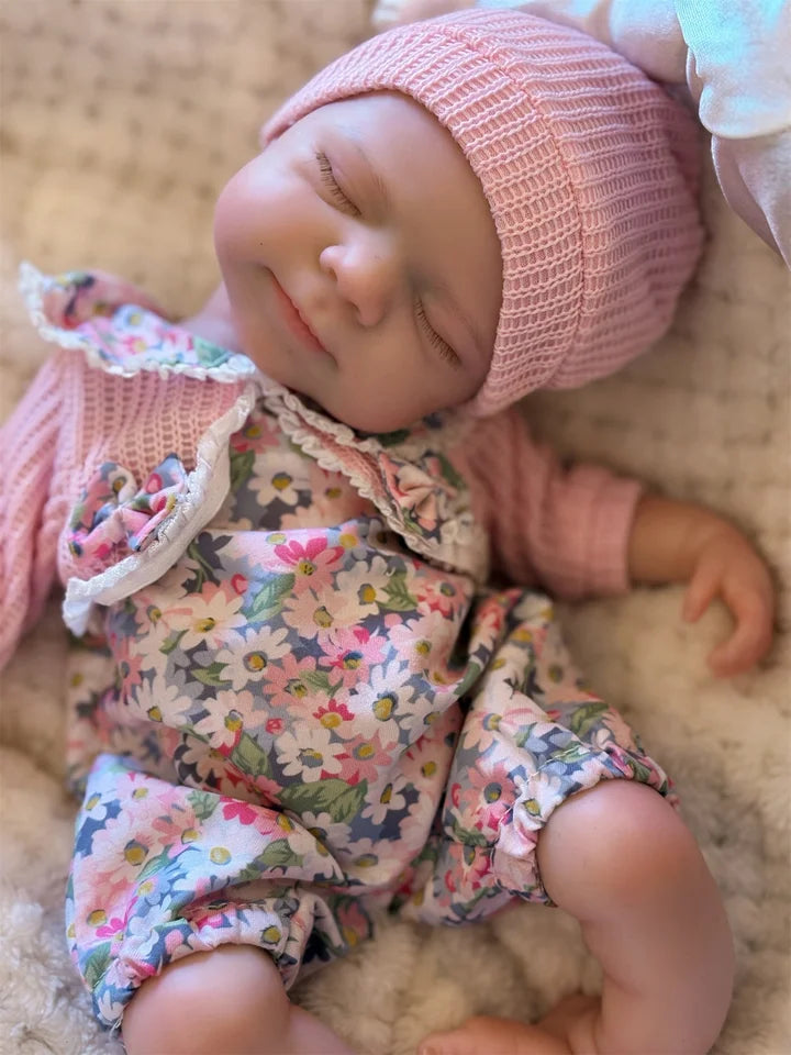 Open-Mouth 33cm Pascale Full-Body Silicone Reborn Girl Doll – Painted Skin, Washable, Soft-Touch Newborn