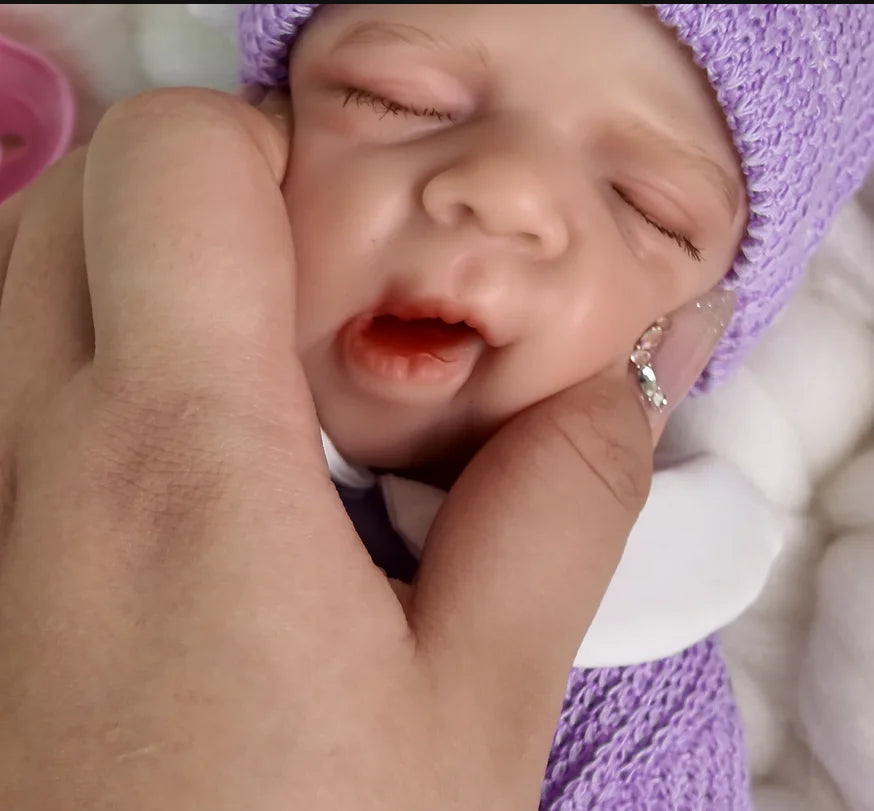 32cm Premie Reborn Doll – Full Solid Platinum Silicone, Super Soft, Flexible, Open-Mouth Newborn