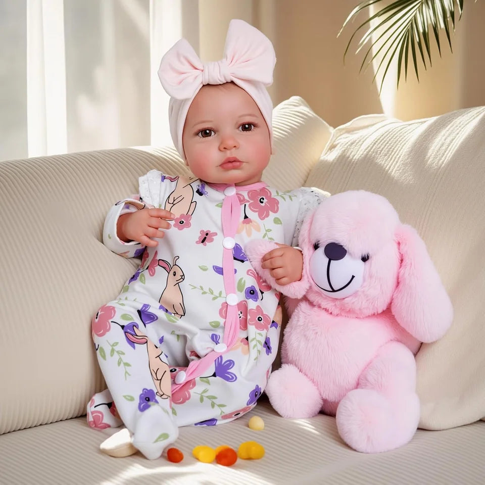 19-Inch LouLou Handmade Lifelike Vinyl Baby Doll – Full Body, Realistic Painting, Soft-Touch, Awake Collectible Figure