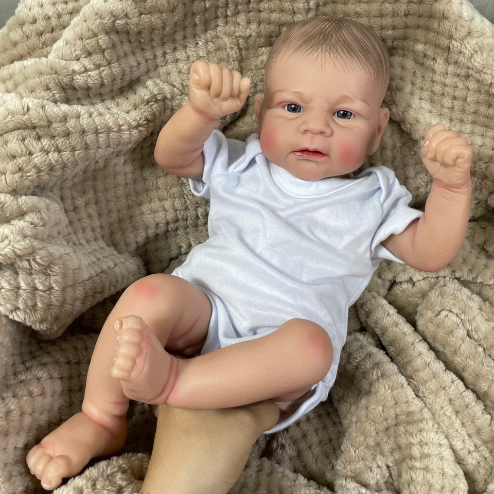 17 Inch Reborn Baby Doll – Elijah Newborn Handmade Doll with Painted Hair & 3D Skin Tone