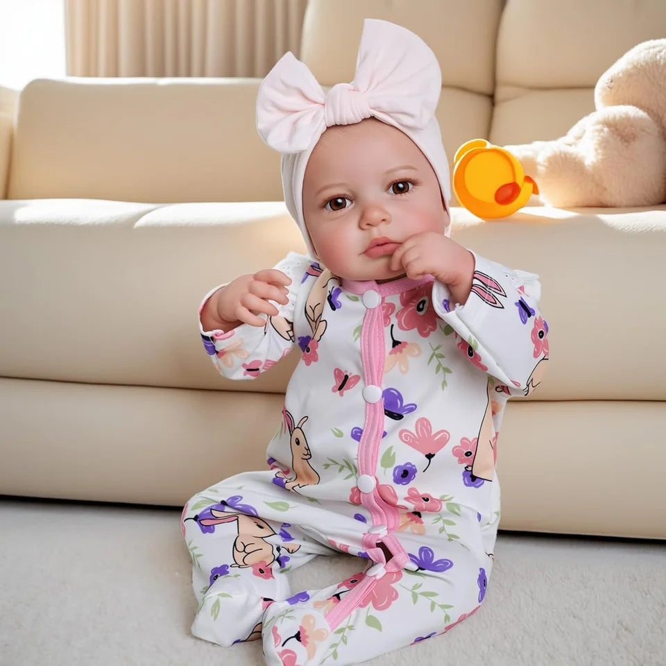 19-Inch LouLou Handmade Lifelike Vinyl Baby Doll – Full Body, Realistic Painting, Soft-Touch, Awake Collectible Figure