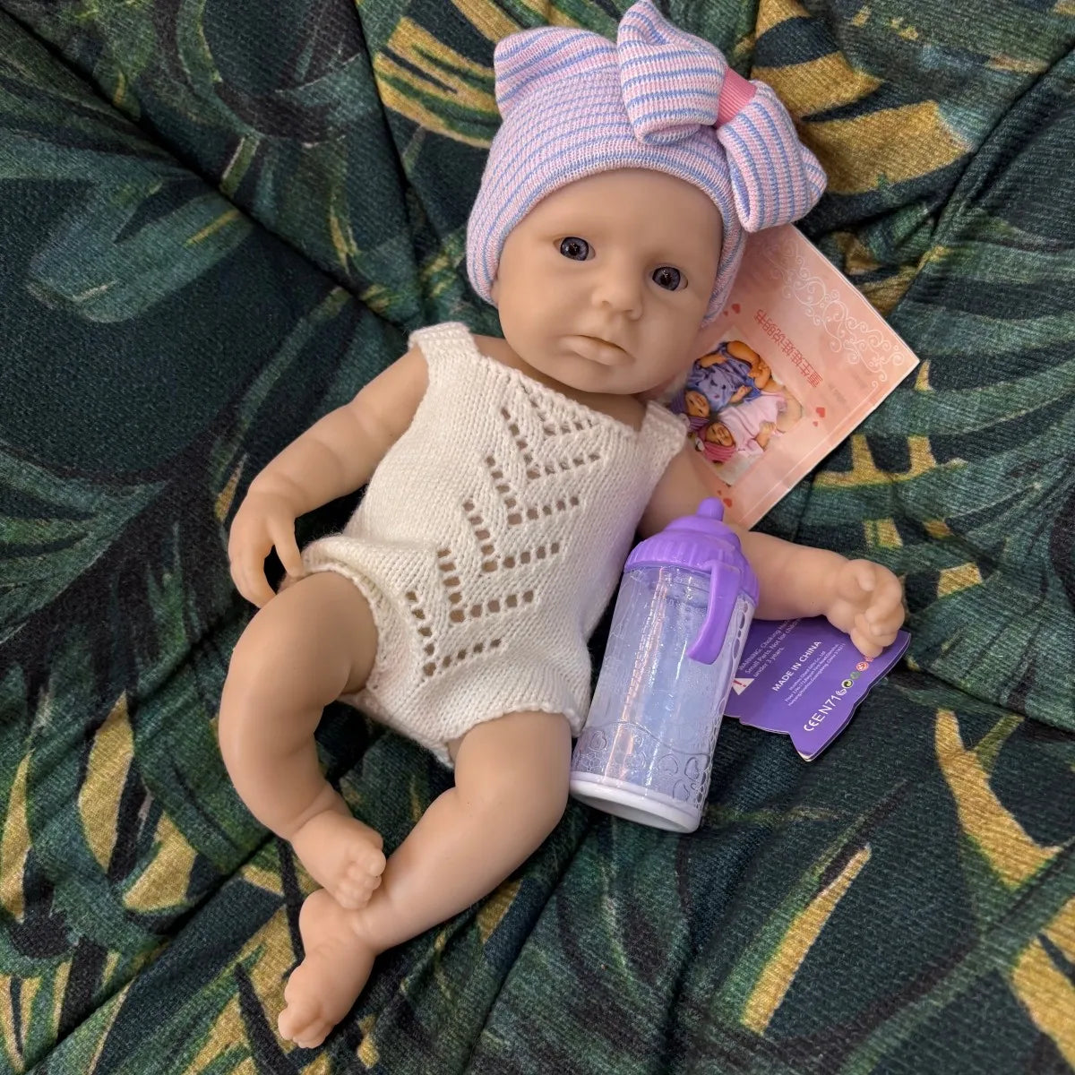 33cm Loulou Silicone Reborn Baby Girl – Open Eyes, Open Mouth, 3D Painted Skin, Collectible Keepsake Gift for Kids