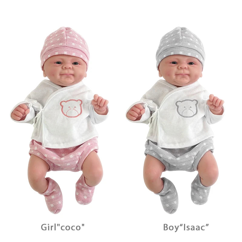 14-Inch Full Body Silicone Reborn Baby Doll – “Coco” Girl / “Isaac” Boy – Soft Lifelike DIY Blank Toy