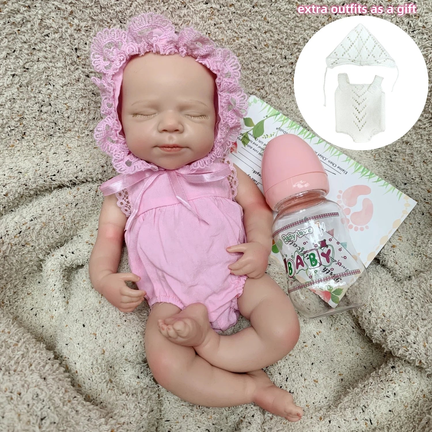 13" Pascale Bebe Girl Reborn Doll – Open-Mouth Silicone Newborn with Hand-Painted Details, Realistic Baby Toy