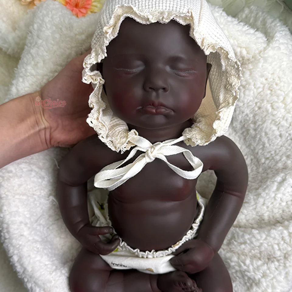 20" Realistic Black Silicone Reborn Baby Doll – Handmade, Weighted, Lifelike Sleeping Newborn Collectible Gift