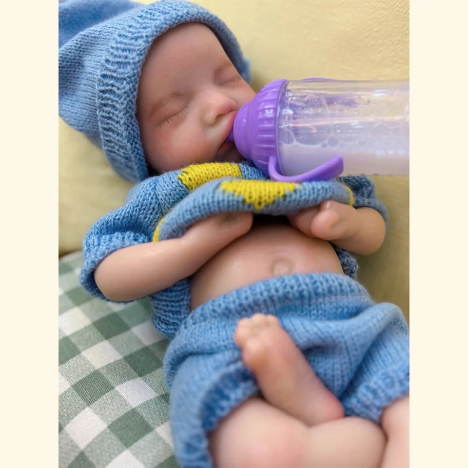 13-Inch Waterproof Solid Silicone Newborn Reborn Boy – Open Mouth, 3D Painted Skin, Soft-Touch Baby Doll, Perfect Gift