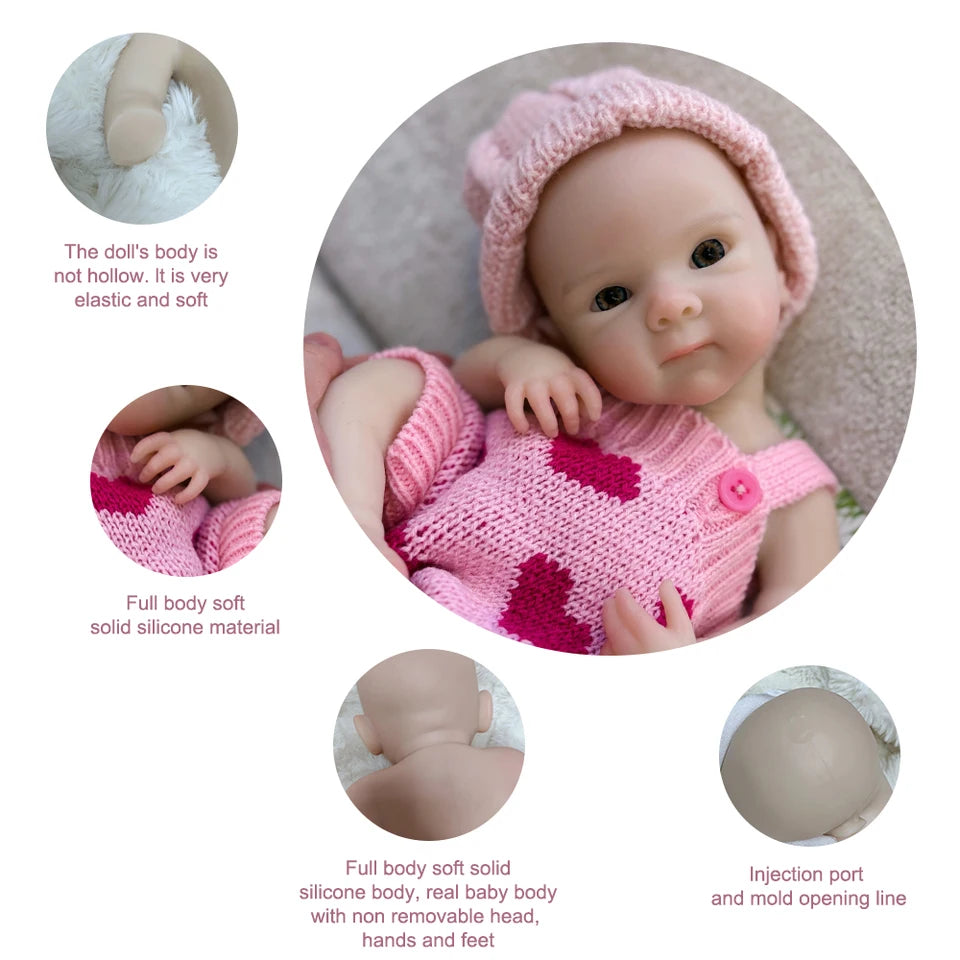 13-Inch Silicone Reborn Baby Girl “Bettie” – Handmade Lifelike Newborn with Open Mouth, Perfect for Children’s Birthday Gifts