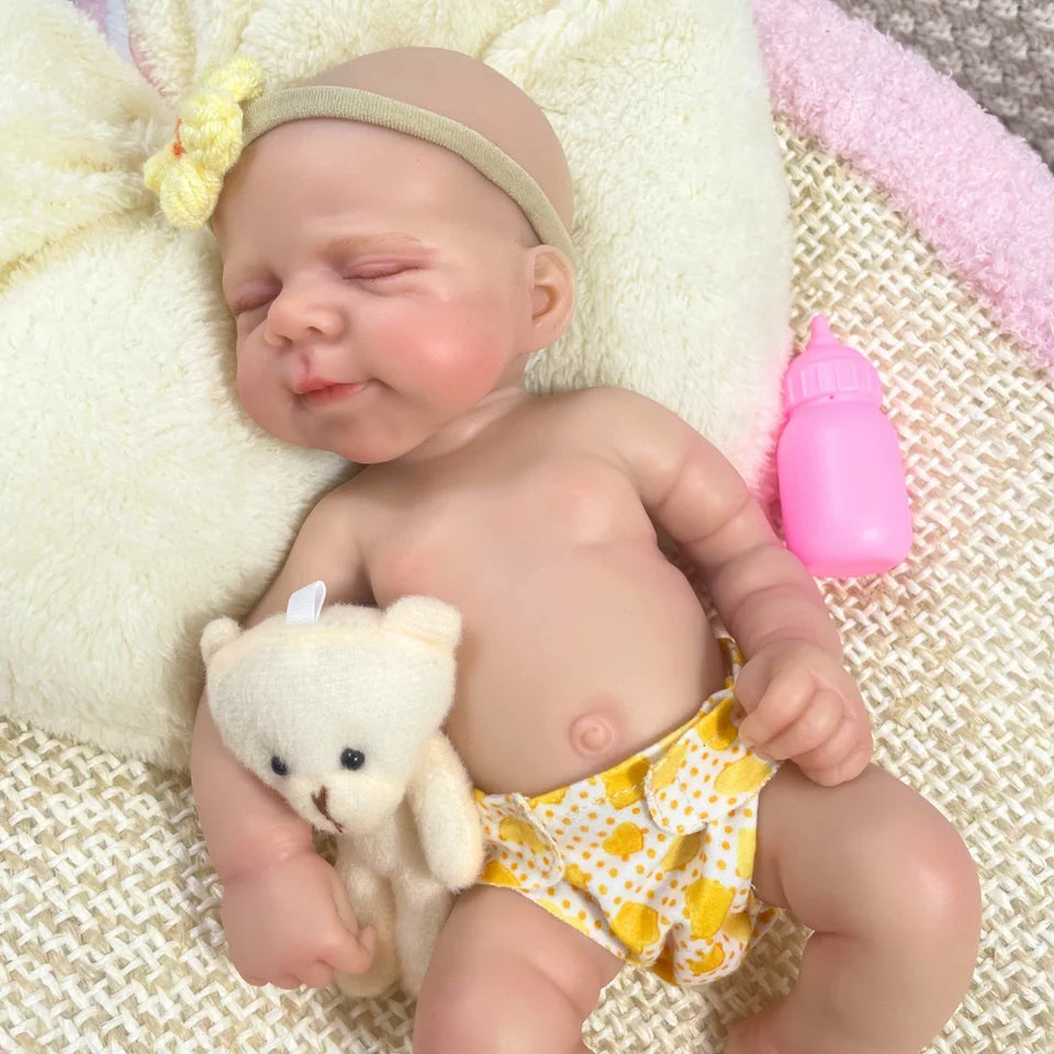 13-Inch Mini Silicone Reborn Baby Girl “Pascale” – Soft Solid Washable Body Doll for Birthday or Christmas Gifts