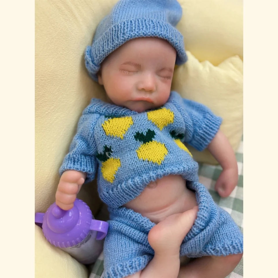 13-Inch Waterproof Solid Silicone Newborn Reborn Boy – Open Mouth, 3D Painted Skin, Soft-Touch Baby Doll, Perfect Gift