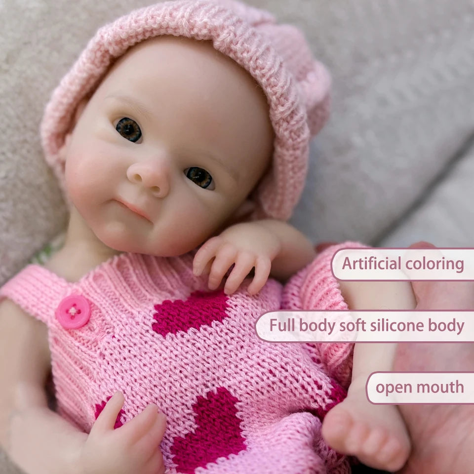 13-Inch Silicone Reborn Baby Girl “Bettie” – Handmade Lifelike Newborn with Open Mouth, Perfect for Children’s Birthday Gifts