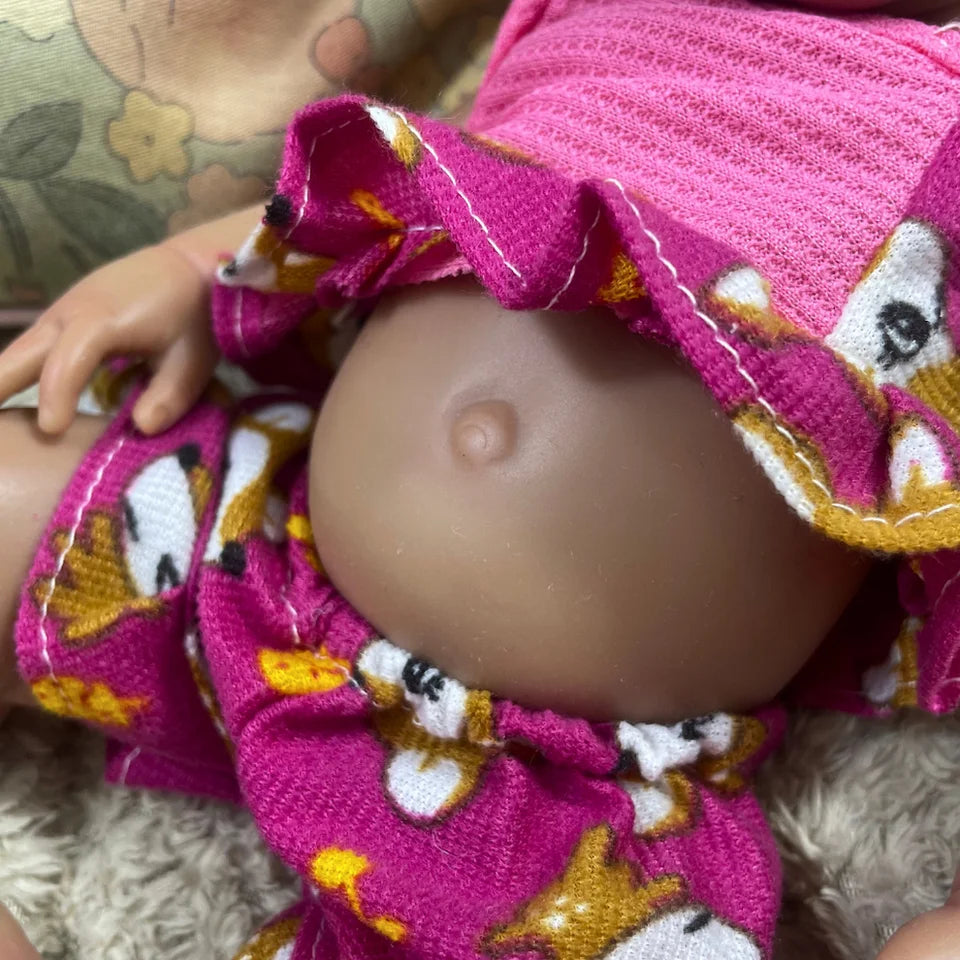 13 Inch Dark Skin African American Girl Reborn Baby Doll, Full Solid Silicone Lifelike Realistic Newborn Doll, Washable Kids Play Toy Christmas Gift