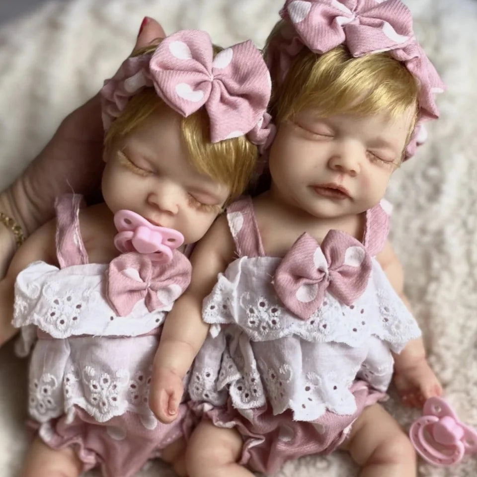 10-Inch Solid Silicone Reborn Baby Girl – Rooted Hair, Washable, Soft-Touch, Flexible Handmade Newborn Doll