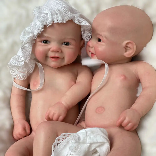 13-Inch Full Body Silicone Newborn Reborn Doll – Vivienne & Elijha All-Silicone Baby (Painted or Unpainted)