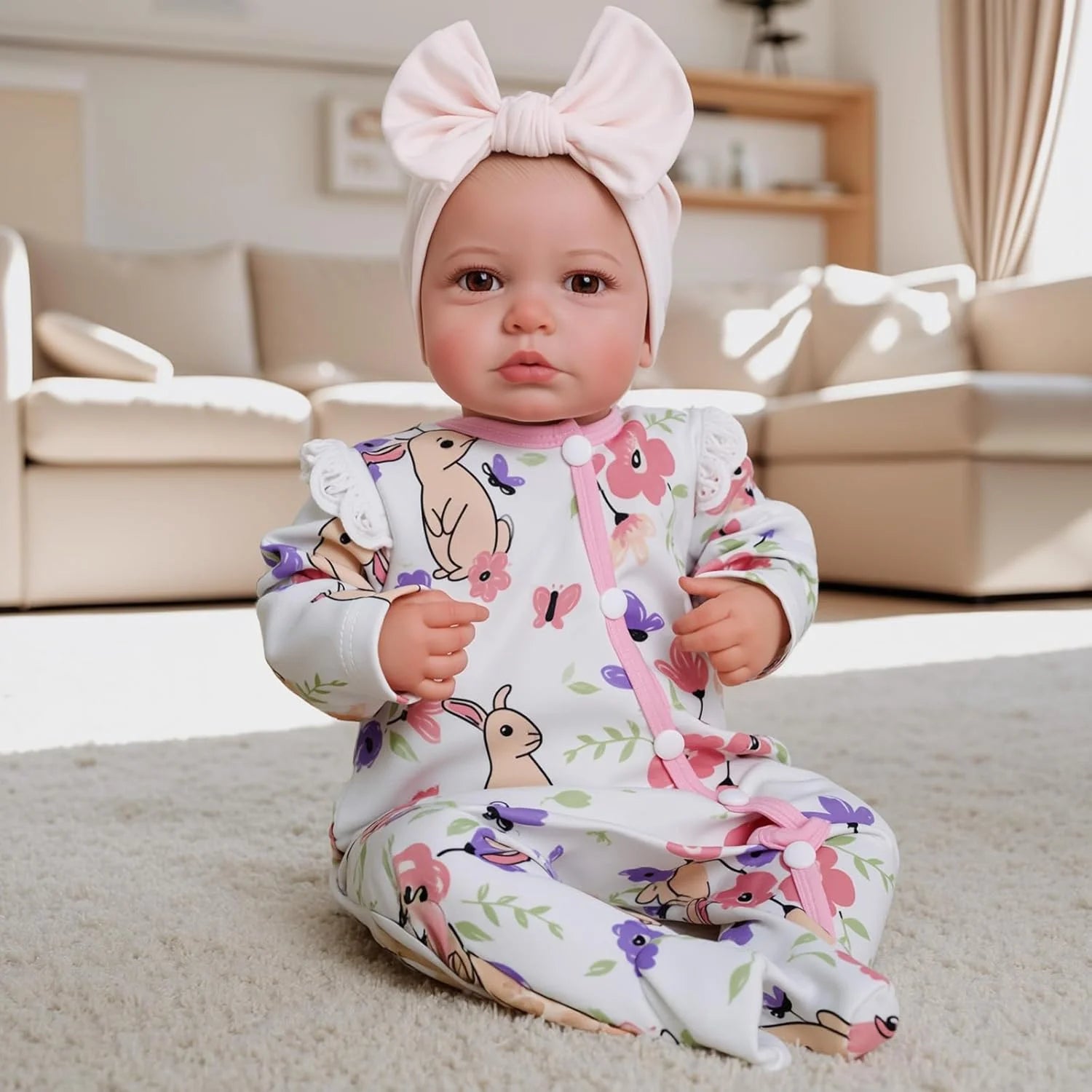 19-Inch LouLou Handmade Lifelike Vinyl Baby Doll – Full Body, Realistic Painting, Soft-Touch, Awake Collectible Figure