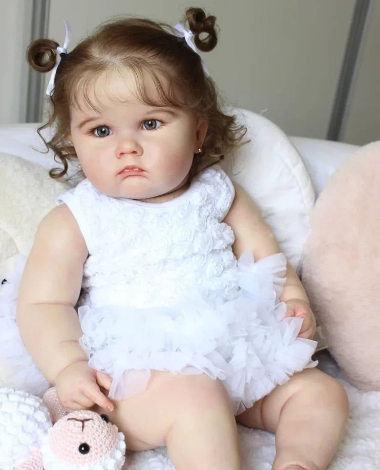 60cm 24" Realistic Reborn Baby Doll Girl – Soft Silicone 3D Skin with Visible Veins, Handmade Birthday Gift
