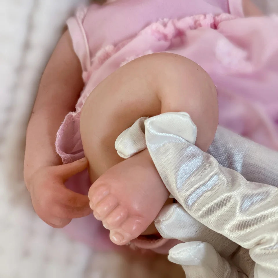 13-Inch Pascale Reborn Baby Girl Doll – Full Body Soft Silicone, Open Mouth, Hand-Painted Realistic Design